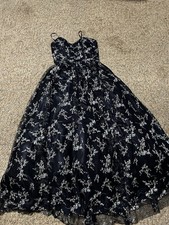 Blondie Nites Navy Floral Embroidered Tulle Prom Ballgown Sweetheart Size 7