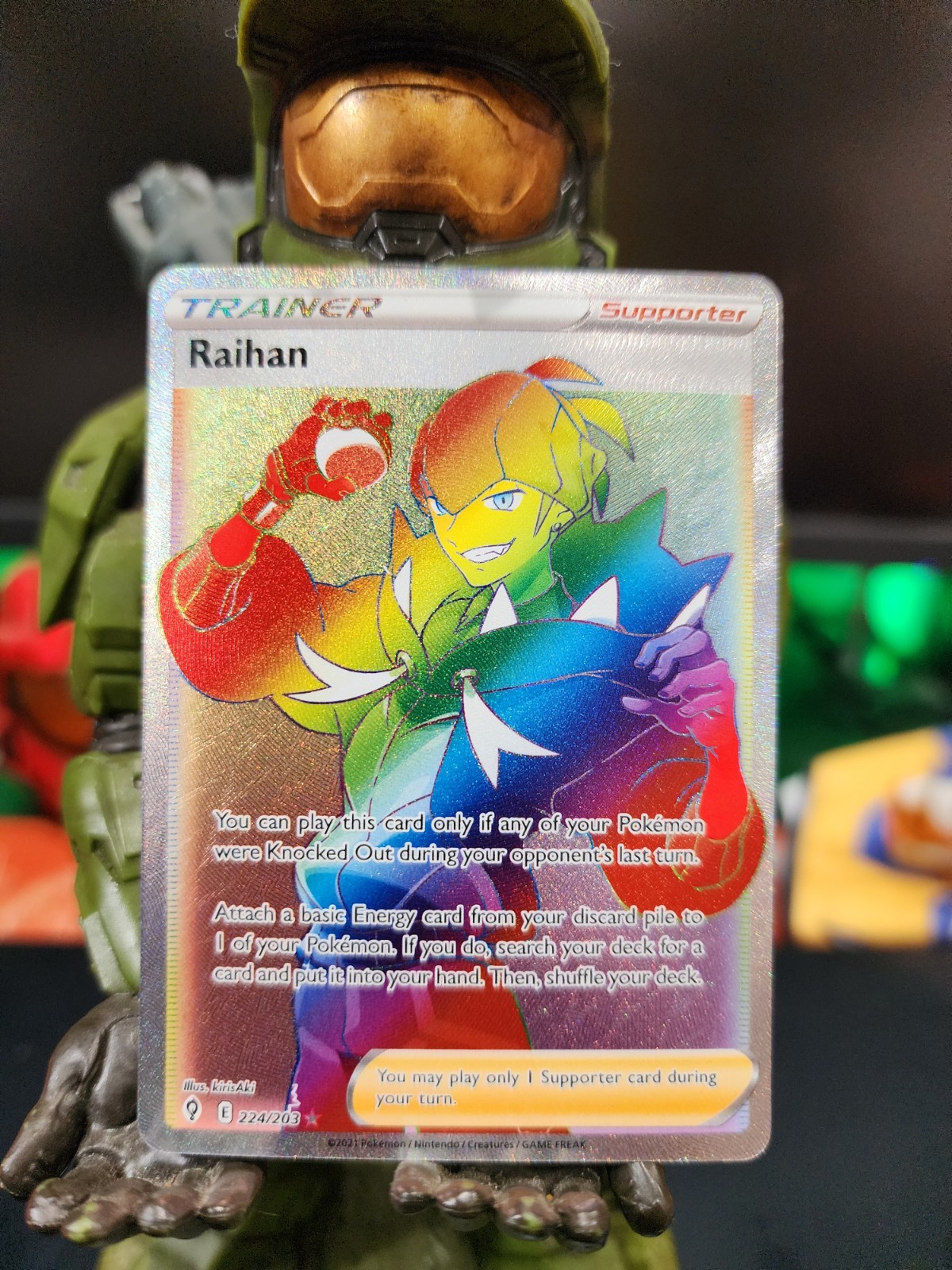 Raihan (Secret) Rainbow Rare Holo SWSH07: Evolving Skies 224/203 NM