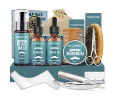 Beard Kit,Beard Grooming Kit for Men W/Straight Razor,2 PACK Beard Oil, Wash,...