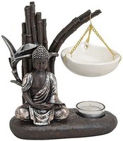 Buddha Figur Duftlampe Sitzend Braun Feng Shui Polyresin Deko H20X8X19 Cm