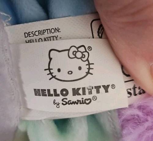Hello Kitty Stuffed Plush Unicorn 2018 Toy Doll Tiedye Dress w Bow Fiesta NWT - Picture 8 of 11