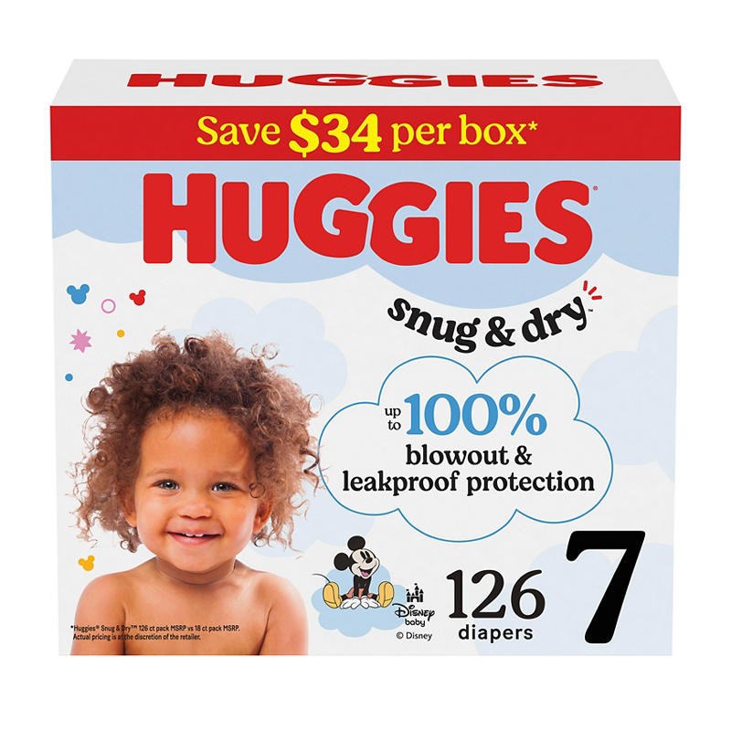 Huggies Snug & Dry Baby Diapers Size 3-7 Fragrance Free Leak Lock Disney Designs