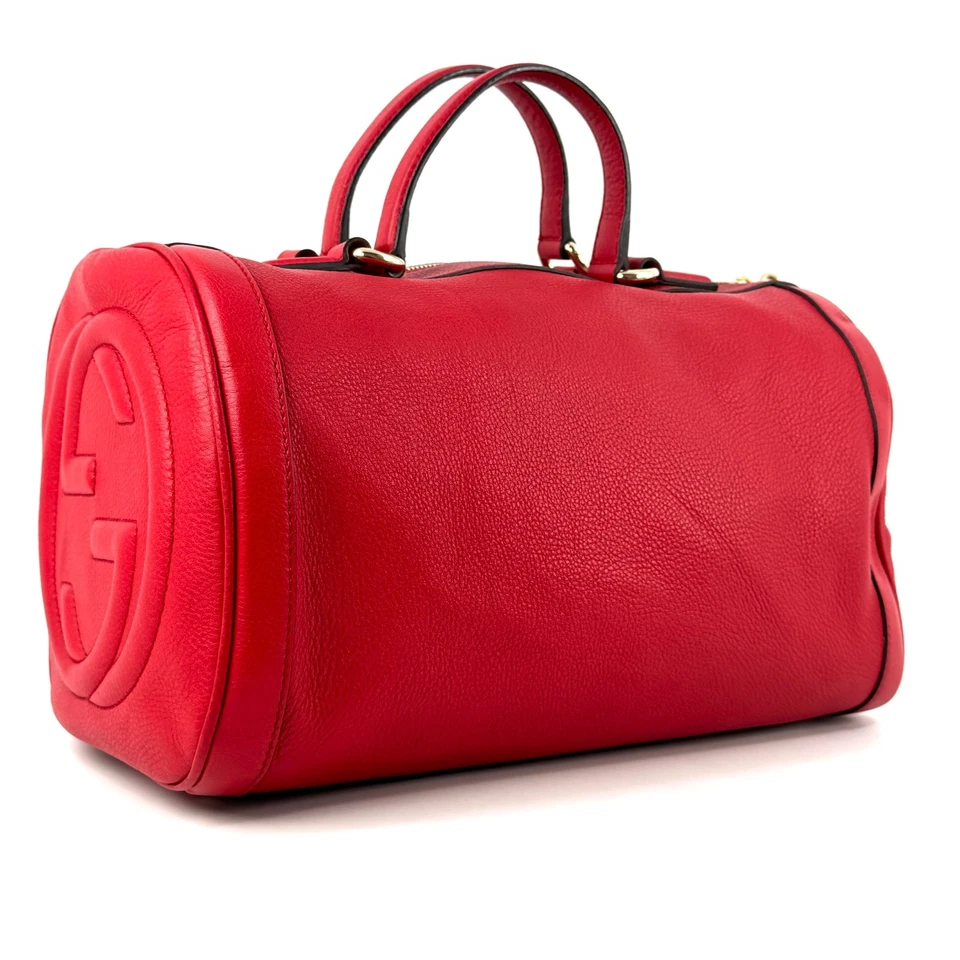 GUCCI 迷你波士顿包 Soho 联锁皮革红色 282302 正品 — 第 2/4 张图片