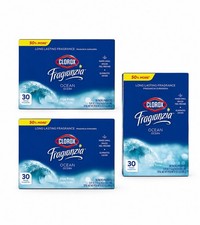 Clorox Fraganzia Ocean Dryer Sheets 30 Count 50% More Long Lasting Lot of 3