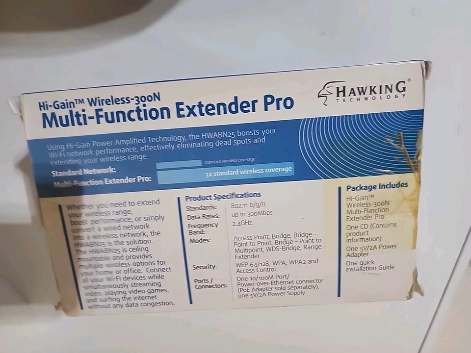 Hawking HWABN25 Hi-Gain Wireless-300N Multi-Function Extender Pro - Image 3 of 4