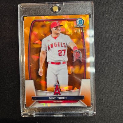 Mike Trout /75 2023 Bowman Chrome Sapphire Orange Refractor LAS ANGELES ANGELS