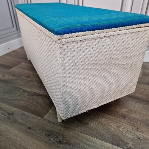 Retro Vintage Mid Century Trunk Storage Woven Wicker Blanket Box Ottoman Linen - Picture 17 of 24