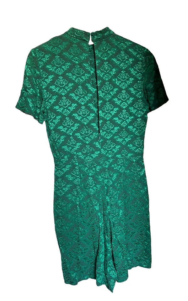 Sandro combishort femme 36 vert floral col montant manches courtes (avec poches) - Photo 3/4