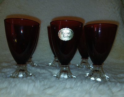Anchor Hocking  6 Weingläser  Royal Ruby Boopie Glass USA  Vintage