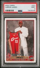LEBRON JAMES 2003/04 TOPPS #221 RC ROOKIE CARD CLEVELAND CAVALIERS SP PSA 9 MINT