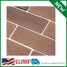 100 Vintage Brown/Red Faux Brick Wall Tiles, 3D Thin Brick Veneers for Bedroom,