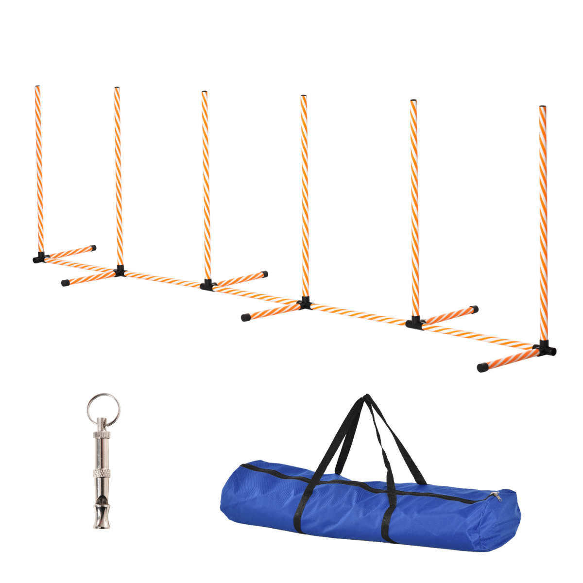 Pawhut Dog Agility Weave Poles Training Obstacle Course Set With Whistle - Image 2