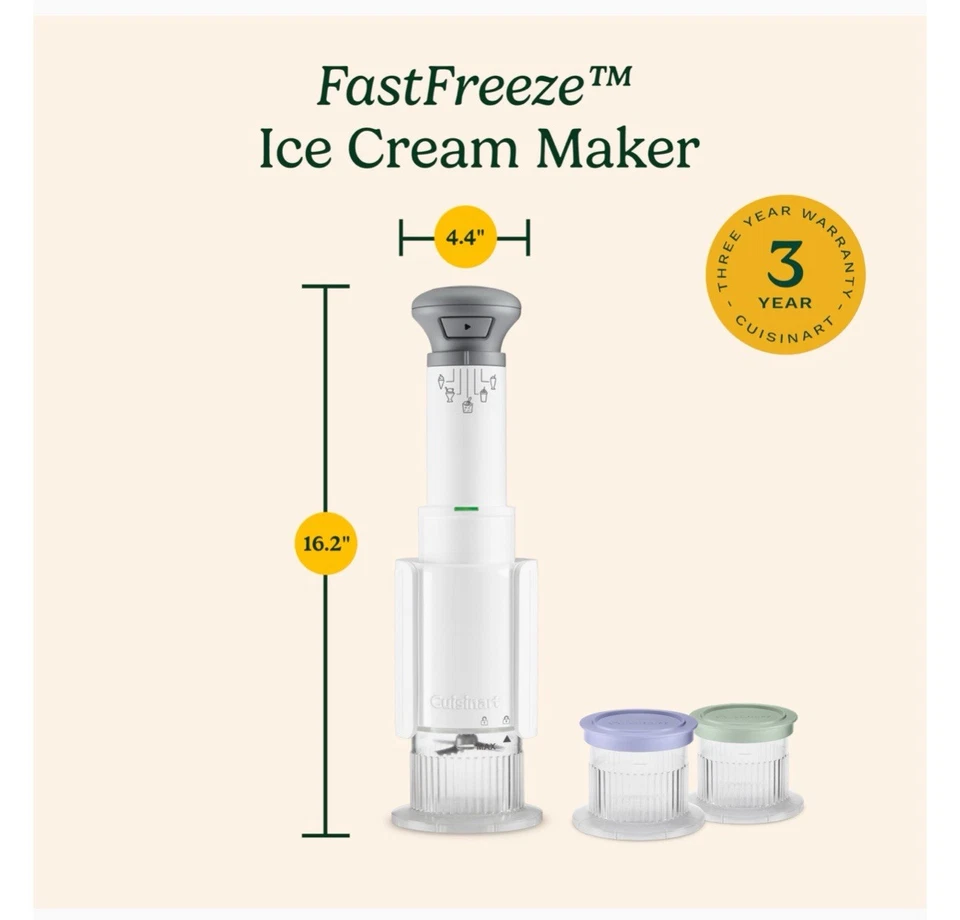 Cuisinart 紫色快冻冰淇淋冷冻护理机,绿色 — 第 3/4 张图片
