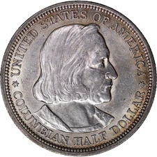 1893 50C Columbian Exposition Silver Half Dollar ~ AU/UNC Details