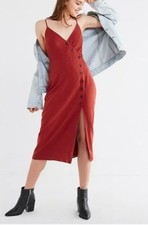 URBAN OUTFITTERS amber rust button through midi dress size M NEW NWT Medium