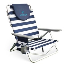 Ostrich On-Your-Back Sand Chair Outdoor Beach Pool Recliner, Stripe (Open Box)