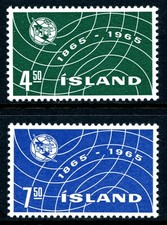 Iceland 1965 Itu Scott 370-371 Mint Non Hinged T78