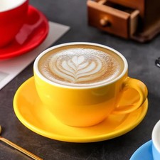 220ml Cappuccino Cup & Saucer Set 2pcs Coloured Coffee Tea Cup and Saucer Sets