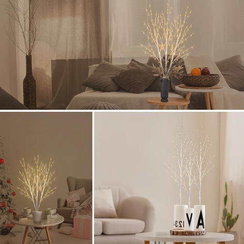 Christmas Tree White Branches for Vase 33IN 180LED with Timer Plug in Artificial - Picture 8 of 9