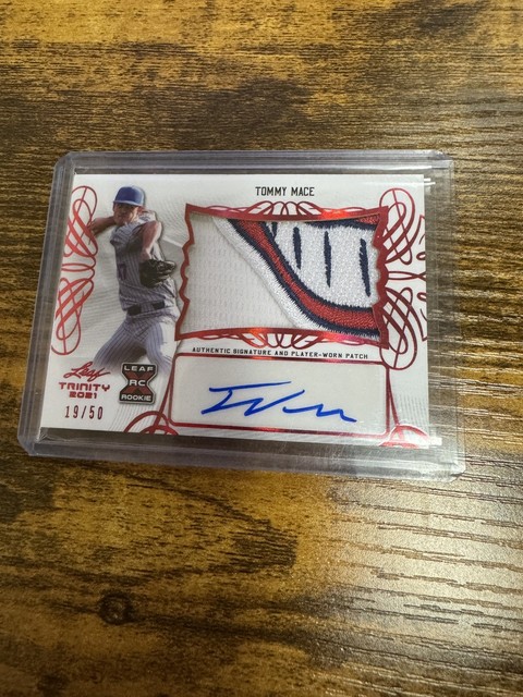 2021 Leaf Trinity Autograph Patch Red Tommy Mace XRC Rookie /50 Guardian Indians