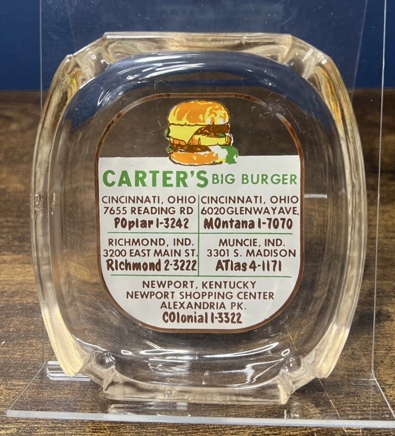 Cenicero Carter’s Big Burger Cincinnati Newport Kentucky Publicidad Original De Colección