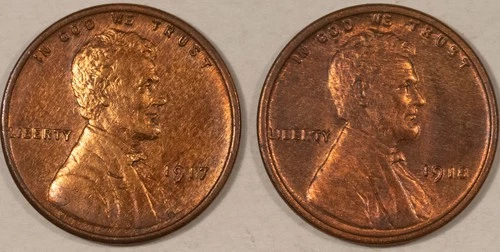 1917 1918 LINCOLN CENT SET - UNCIRCULATED BUT QUESTIONABLE COLOR!
