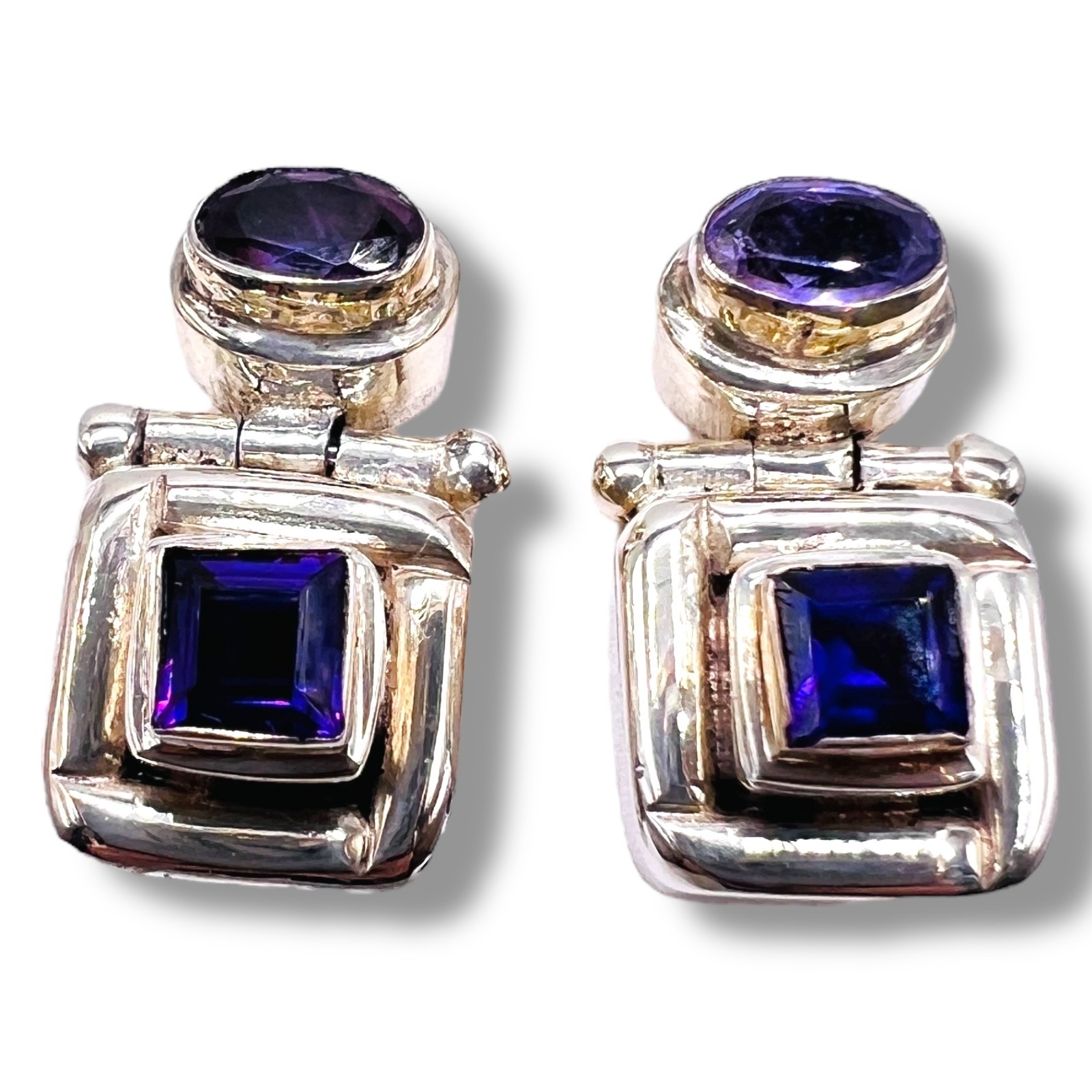 Amethyst Designer Earrings 925 Sterling Silver - … - image 1