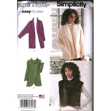 Simplicity 8218 Misses Jackets and Fur Vest S...
