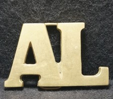 WK25173 VERY COOL VINTAGE 1970s  AL  NAME FASHION MENS SOLID BRASS BELT BUCKLE