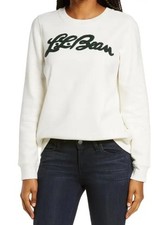 L.L. Bean Women's Classic Logo Crewneck Off White Sweatshirt Size Medium Cozy