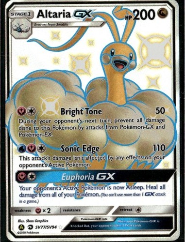 Altaria GX Shiny Holo Rare Hidden Fates Shiny Vault SV77/SV94 Dragon Pokemon Car