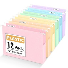 Sooez Extra Capacity Plastic Hanging File Folders, Letter, Pastels Color