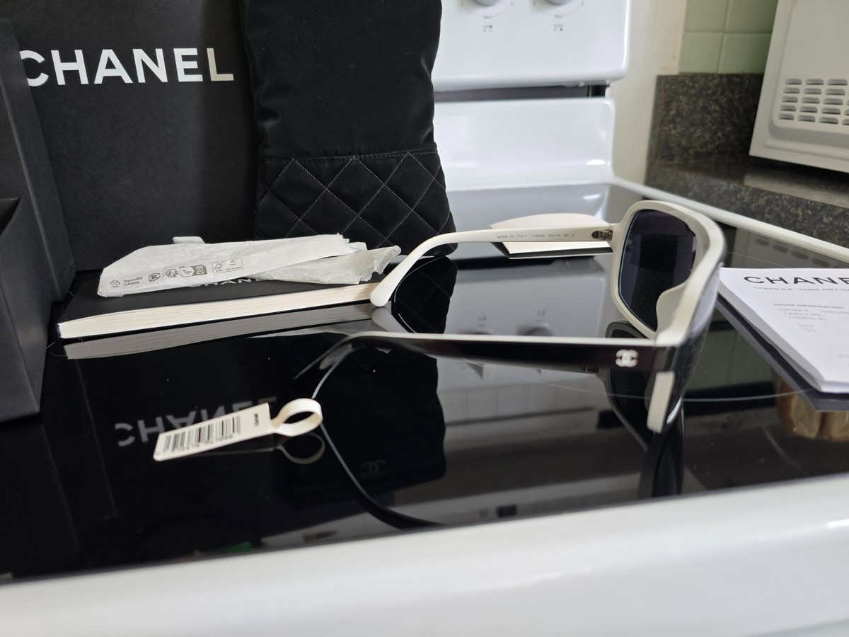 Chanel NIB Limited Edition UNISEX Black w/ White Logo CC\'s XL Sunglasses CHANEL Sunglasses: Rectangle Sunglasses, acetate — Fashion  main image 3