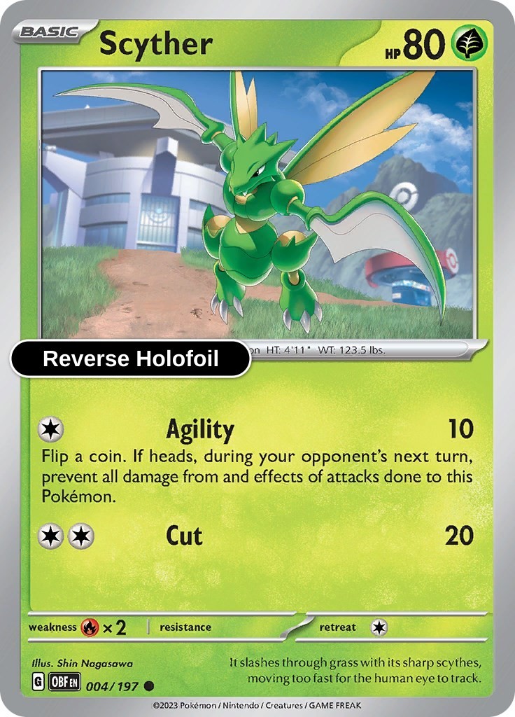 Scyther [OBF - 004/197] Common Reverse Holofoil NM Obsidian Flames