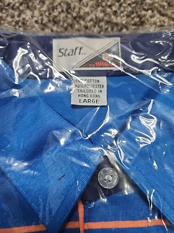 Camisa de golf para hombre Wilson Staff vintage talla L (en embalaje original sin abrir) blanca/azul Foto 3 de 4