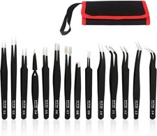 Precision Tweezers Set, ESD Anti-Static Stainless Steel Tweezers Set 14 PCS