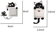 Removable Switch Sticker, 6 Pcs Cute Cats, Panda and Butterfly Cartoon Wall S...