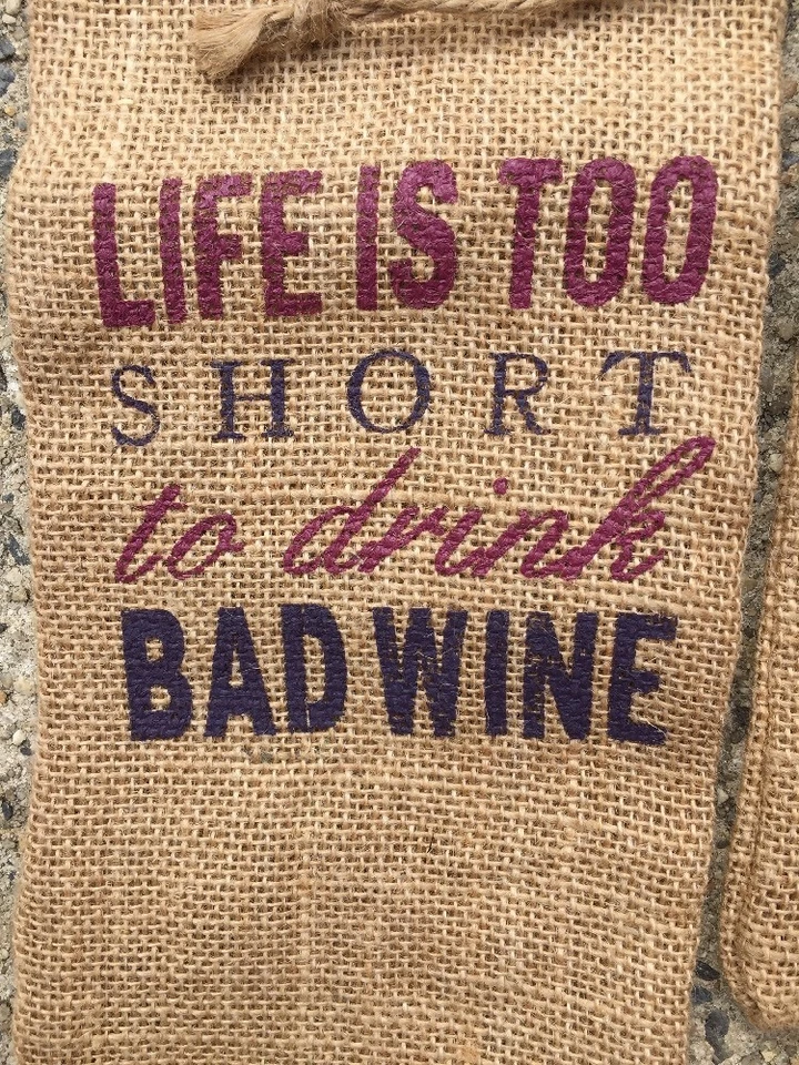 СОВЕРШЕННО новый мешковина один два старый новый жизнь слишком короткая, чтобы пить плохие винные пакеты набор из 2 - Изображение 3 из 4