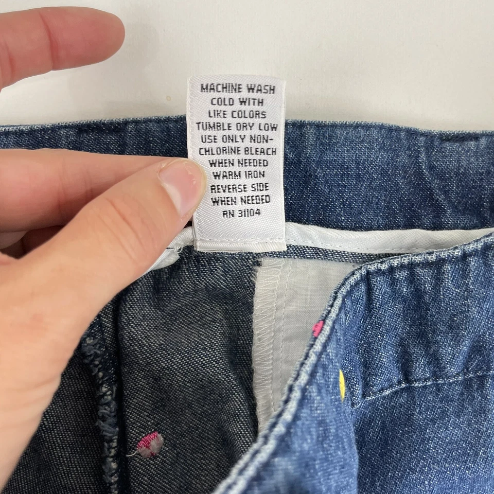 Pantalones de mezclilla Kim Rogers Capri azul talla 8 lunares 100 % algodón Foto 4 de 4