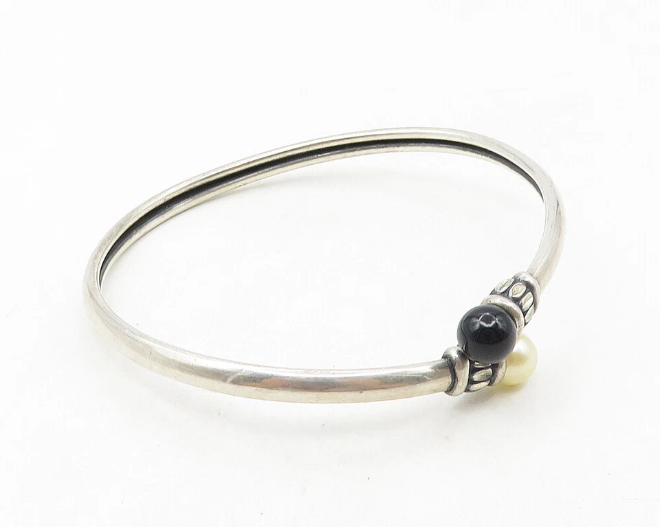 Brazalete de derivación de perlas y ónix vintage de plata 925 KBN KABANA BT4375 Foto 2 de 4
