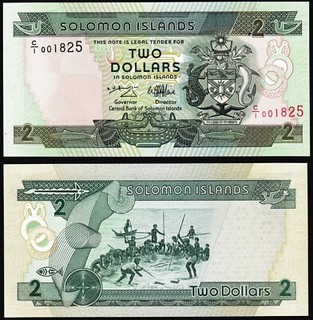 Solomon Islands 2$ 1997 Arms & Fishermen P18 Prefix C/1 UNC