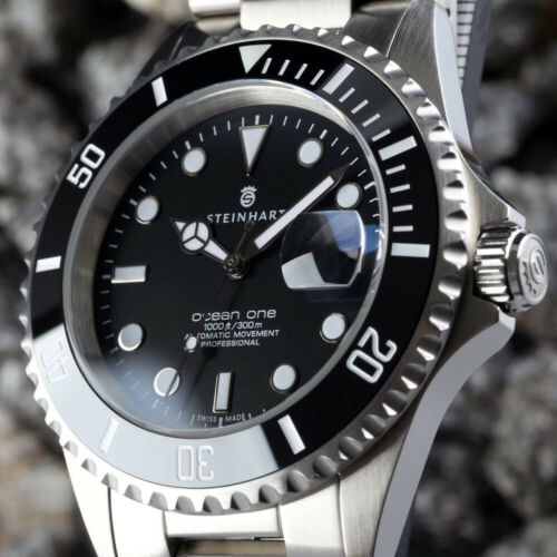 Steinhart Ocean 1 One 39 Black Bezel Automatic Swiss Watch 103-0981 | eBay