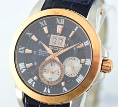 New Battery [Near MINT] SEIKO Premier 7D56-0AB0 KINETIC 100M Men's