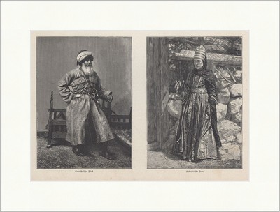 Kabardinische Frau Tscherkessen Nordkaukasus Tracht Fürst Holzstich E