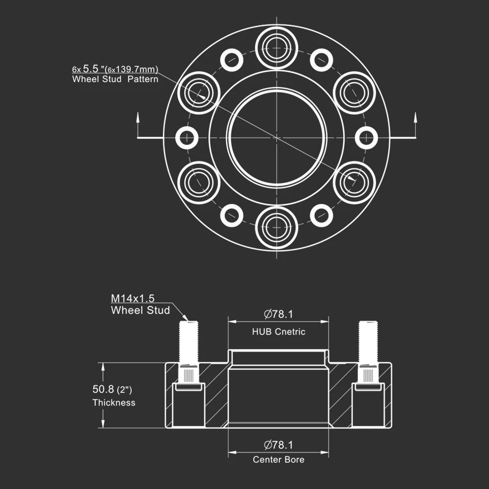 (4) 2" 6x5.5 Hubcentric Wheel Spacers For Chevy Silverado 1500 GMC Sierra 1500 Foto 2 de 4