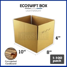 1-100 10x8x4 EcoSwift Cardboard Packing Mailing Shipping Corrugated Box Cartons
