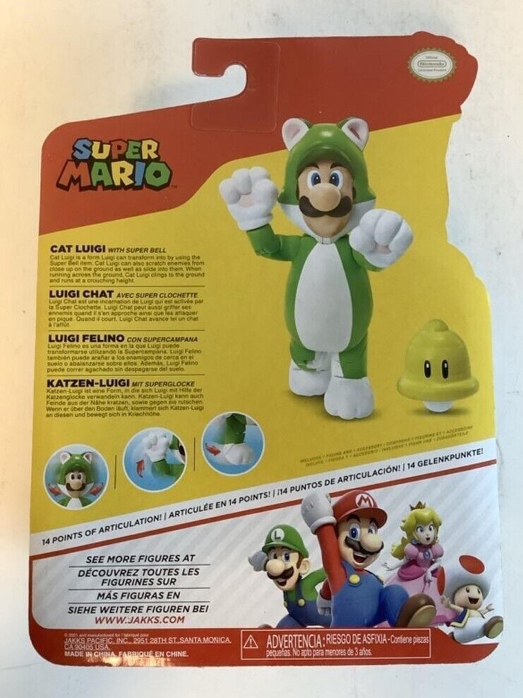 World of Nintendo Super Mario 4 Cat Luigi Figure