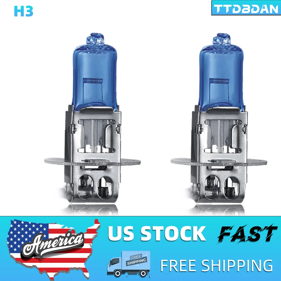 For Chevrolet S10 Blazer 1991-94 H3 Halogen Headlight Bulbs Kit Fog Beam Bright - Image 2 of 4