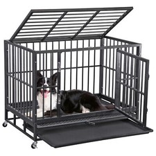 37" Heavy Duty Dog Cage Metal Kennel and Crate for Large Dogs Easy to Assemble