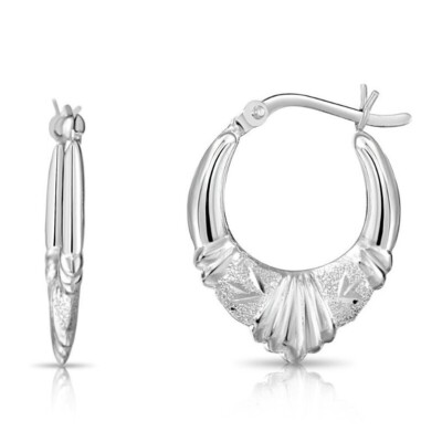 925 massiv Sterling Silber glänzend Glitzer handgraviert kleine Creolen Creolen
